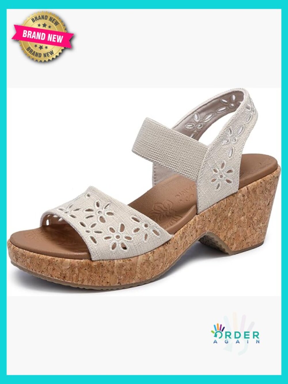 Canvas Floral Wedge Sandals - Strappy Platform Heels Casual Summer Slip On